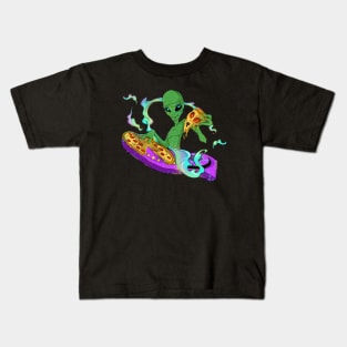 Eat Pizza Dj Space Alien Kids T-Shirt